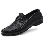 Mocassim Masculino de Couro Tressê Preto Gj01 Solado De Couro