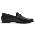 Mocassim Masculino de Couro Tressê Preto Gj01 Solado De Couro