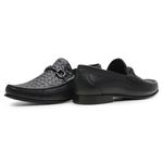 Mocassim Masculino de Couro Tressê Preto Gj01 Solado De Couro