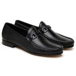 Mocassim Black Calf Preto Solado de Couro GJ01 BR-BK