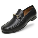 Mocassim Gold de Couro Preto Gj02 Solado de Couro