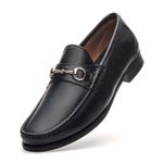 Mocassim Montalcino Preto Solado de Couro 