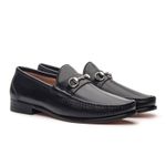 Mocassim Montalcino Preto Solado de Couro 