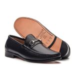 Mocassim Montalcino Preto Solado de Couro 