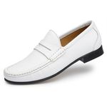 Mocassim Casual Branco Gj03 Solado De Couro