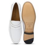 Mocassim Casual Branco Gj03 Solado De Couro