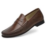 Mocassim Masculino de Couro Capuccino GJ03 Solado De Couro