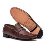 Mocassim Masculino de Couro Giacomo Capuccino GJ03 Solado De Couro