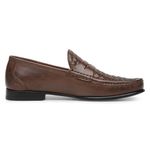 Mocassim Masculino de Couro Tressê Capuccino Gj03 Solado De Couro