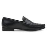 Mocassim Masculino de Couro Tressê Preto Gj03 Solado De Couro