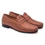 Mocassim Casual Tan Gj03 Solado De Couro