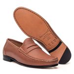 Mocassim Casual Tan Gj03 Solado De Couro