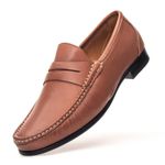 Mocassim Casual Tan Gj03 Solado De Couro