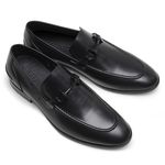 Mocassim Masculino de Couro Preto GS01 Solado de Couro