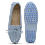 Mocassim Feminino Drive Camurça Azul Claro GT001