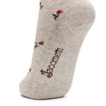 Meia de Algodão Cano Alto Floral Creme