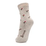 Meia de Algodão Cano Alto Floral Creme