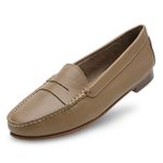 Mocassim Feminino de Couro com Solado de Couro 9014 Capuccino