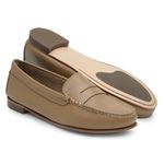 Mocassim Feminino de Couro com Solado de Couro 9014 Capuccino