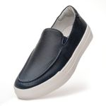 Sapatênis Masculino Slip-on de Couro Navy