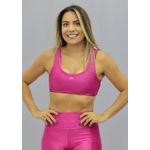 Top Beth Glow Preto e Fucsia