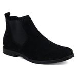 Bota Chelsea Preta Couro Camurça Masculina 502