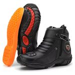 Bota Motociclista Atron Shoes Cano Curto Preta Em Couro 271