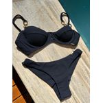 Biquíni Avulso Meia Taça Cannes Preto com Metais Orgânicos
