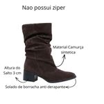 Bota Feminina Slouch Camurça Cano Médio Salto Bloco