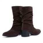 Bota Feminina Slouch Camurça Cano Médio Salto Bloco