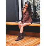 Bota Feminina Slouch Camurça Cano Médio Salto Bloco