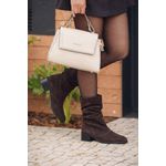 Bota Feminina Slouch Camurça Cano Médio Salto Bloco