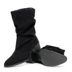 Bota Feminina Slouch Camurça Cano Médio Salto Bloco