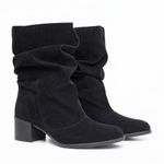 Bota Feminina Slouch Camurça Cano Médio Salto Bloco