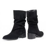 Bota Feminina Slouch Camurça Cano Médio Salto Bloco