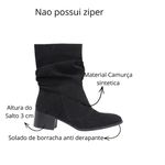 Bota Feminina Slouch Camurça Cano Médio Salto Bloco