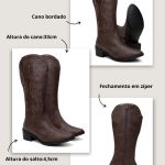 Bota Feminina Texana Cano Alto Country Rodeio 