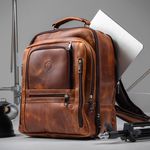 Mochila Fotográfica Câmera Profissional Em Couro Legítimo