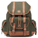 Mochila Masculina em Lona e Couro Legítimo 