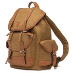 Mochila Masculina em Lona e Couro Legítimo 