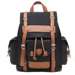 Mochila Masculina em Lona e Couro Legítimo 