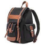 Mochila Masculina em Lona e Couro Legítimo 