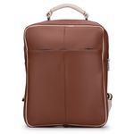 Mochila Compacta em Couro Com Suporte Para Notebook 