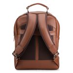 Mochila Compacta em Couro Com Suporte Para Notebook 