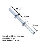 Barra Oca 40cm Galvanizada Prata p/ Halteres c/ Presilhas - JFIT