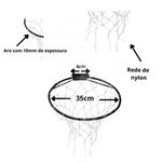Aro Cesta Basquete 35cm c/ Rede + Tabela