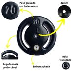 Anilha 20kg Emborrachada Revestida Vazada Peso Musculação Academia JFIT