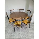 Conjunto 1 Mesa 120cm + 6 Cadeiras de Jantar Grade