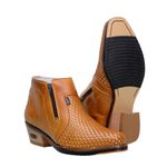 Botina Country Masculina Couro Látego Castor Com Detalhes Em Trisse