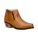 Botina Country Masculina Couro Látego Castor Com Detalhes Em Trisse